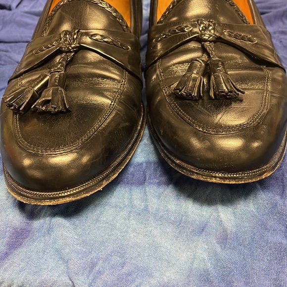 Johnston & Murphy Cellini Made In Italy Gator Textile Tassel Black Loafer Sz 10 - Picture 3 of 7
